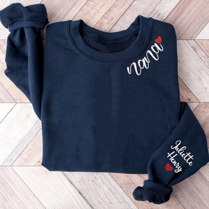 Custom Name Nana With Grandkids - Embroidered Hoodie, Sweatshirt, Tshirt - Gift for Grandma