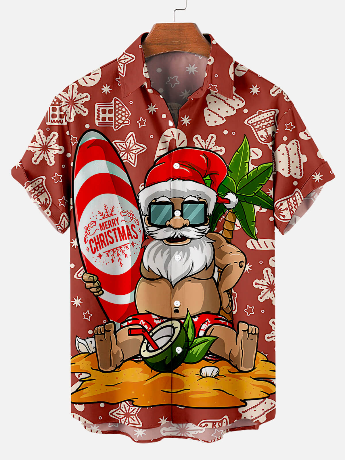 Surfing Santa Illustration Hawaiian Shirt For Men And Women