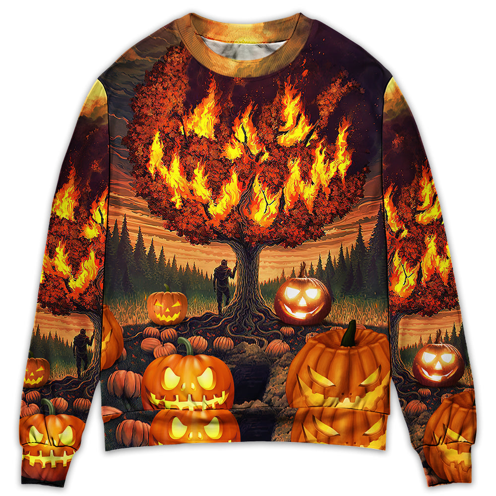 Halloween Pumpkin Burning Crazy Style - Sweater