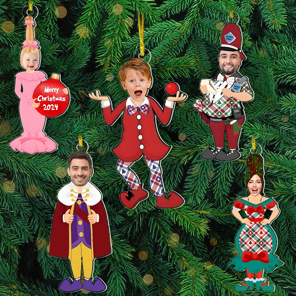 Custom Photo Movie Characters Merry Christmas - Funny Gift For Family Members, Friends - Personalized Acrylic Ornament