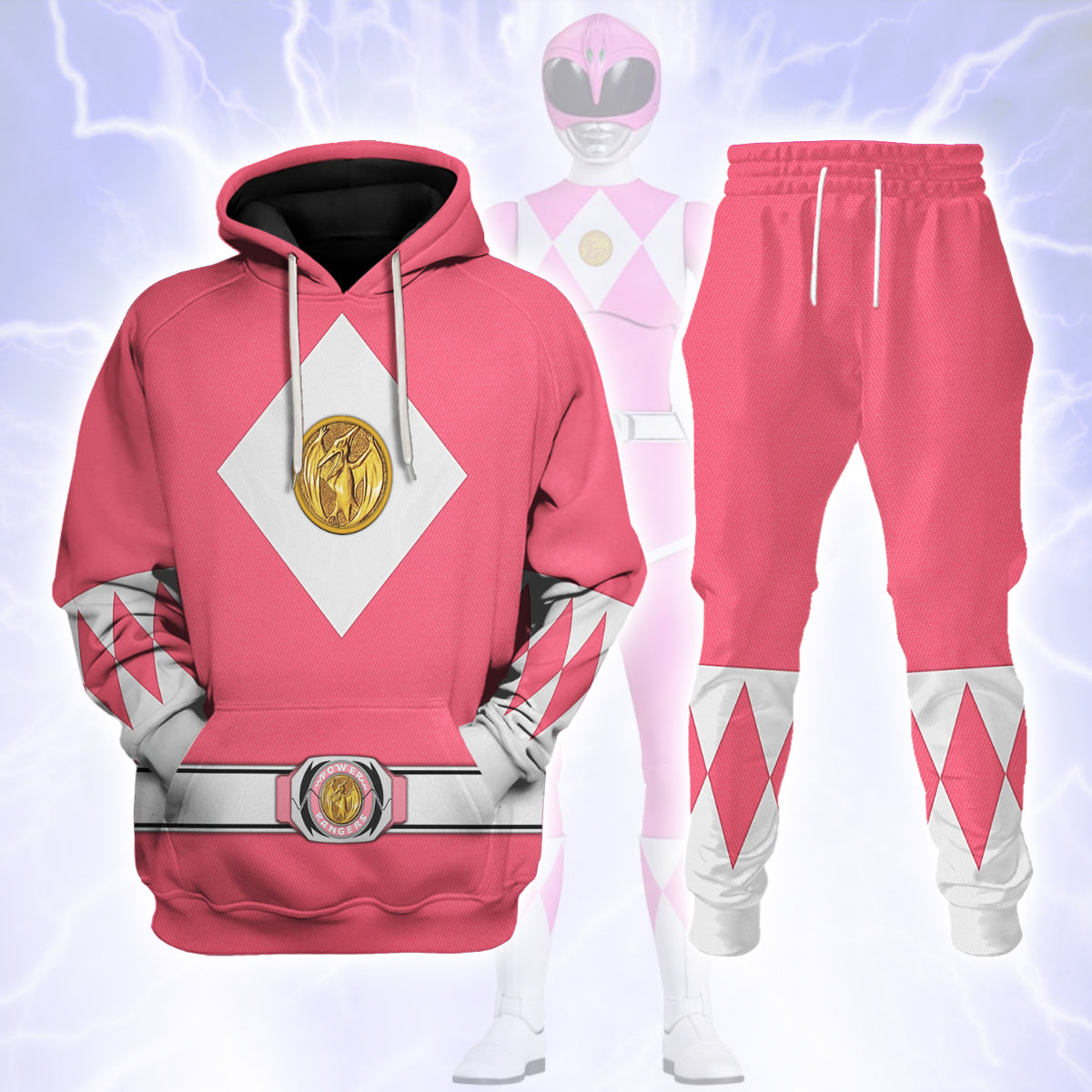 Pink Ranger Mighty Morphin The Movie (1995) C1 - Hoodie Set, Sweatshirt, Sweatpants PRHS88