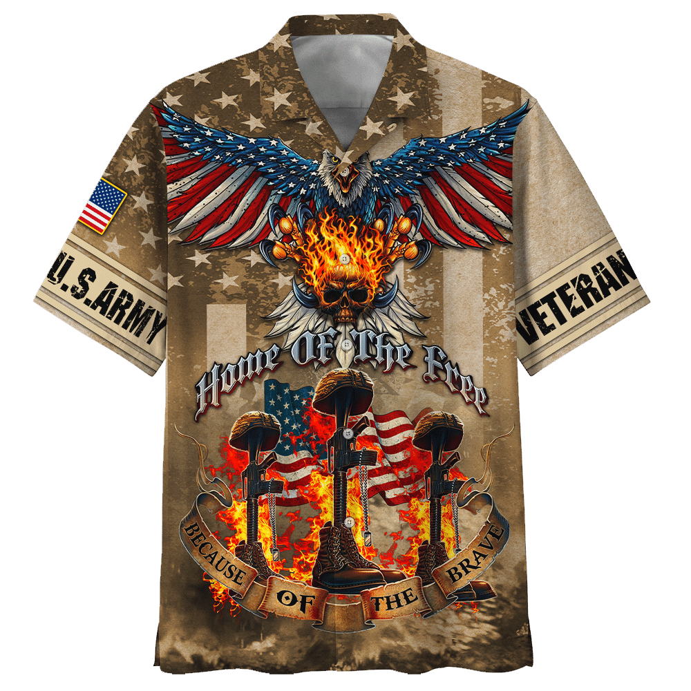 Army Home Of The Free Because Of The Brave Skull Hawaiian Shirt