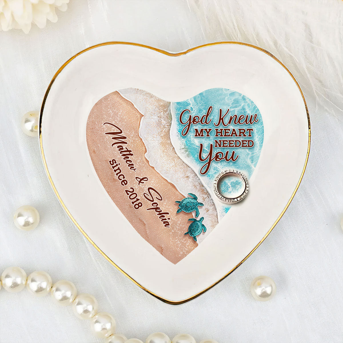 God Knew My Heart Needed You - Personalized Jewelry Dish - Gift For Wife, Girlfriend, Anniversary, Engagement, Wedding, Marriage Gift - NA94