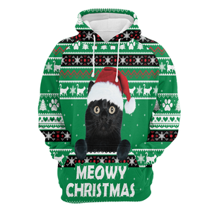 Meowy Black Cat Hoodie For Men And Women