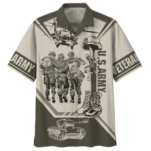 Helicopter And Soldiers Us Army Veteran Hawaiian Shirt