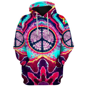 Hippie Fingerprint And Peace Sign - Hoodie For Men, Women