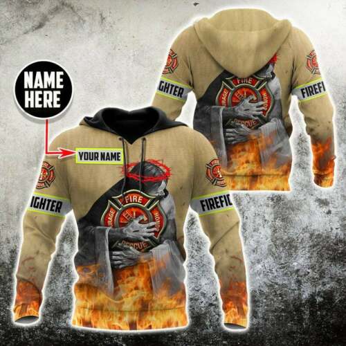 Personalized Text Firefighter All Over Print Hoodie For Men & Women