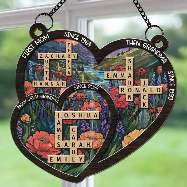 First Mom Now Grandma - Personalized Window Hanging Window Hanging Suncatcher Ornament  - Gift For Mom, Grandma, Mother's Day | NA94