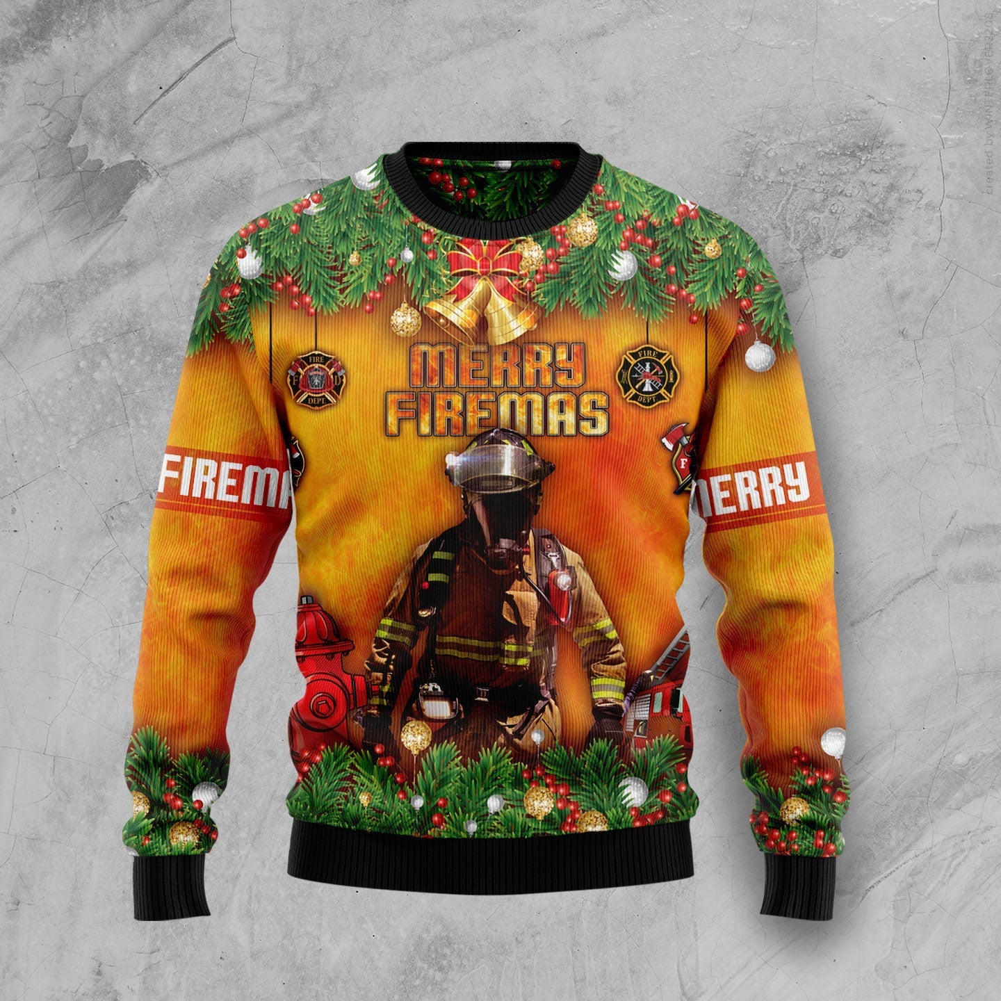 Firefighter Mery Firemas Christmas Orange Ugly Sweater For Men And Women