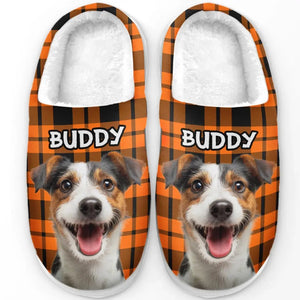 Custom Photo Paws Orange Caro Line - Personalized Slippers - Gift For Dog Lovers, Cat Lovers, Pet Owners NA94