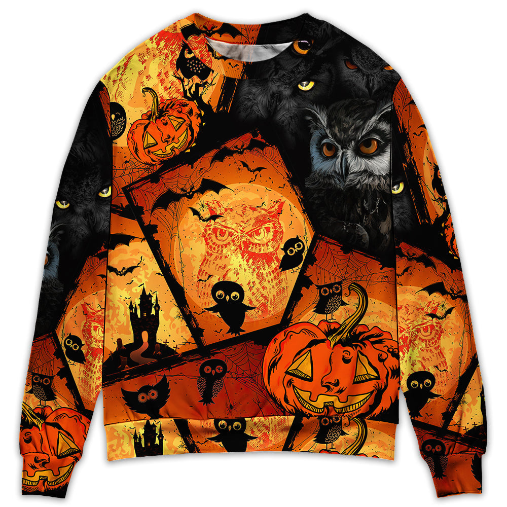 Halloween Owl Pumpkin Scary - Sweater