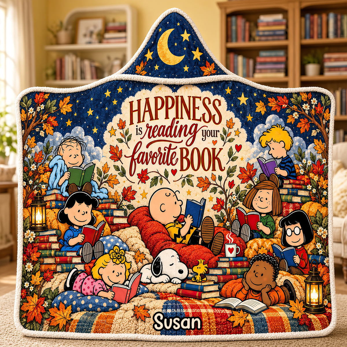Happiness Is Reading Your Favorite Book Vintage Cartoon Gift For Book ...