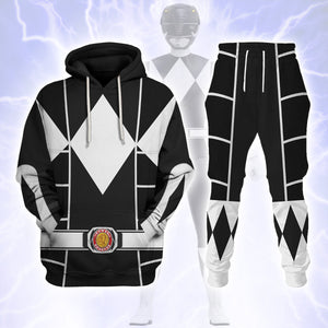 Black Mighty Morphin Power Ranger Cosplay C2 - Hoodie Set, Sweatshirt, Sweatpants PRHS90