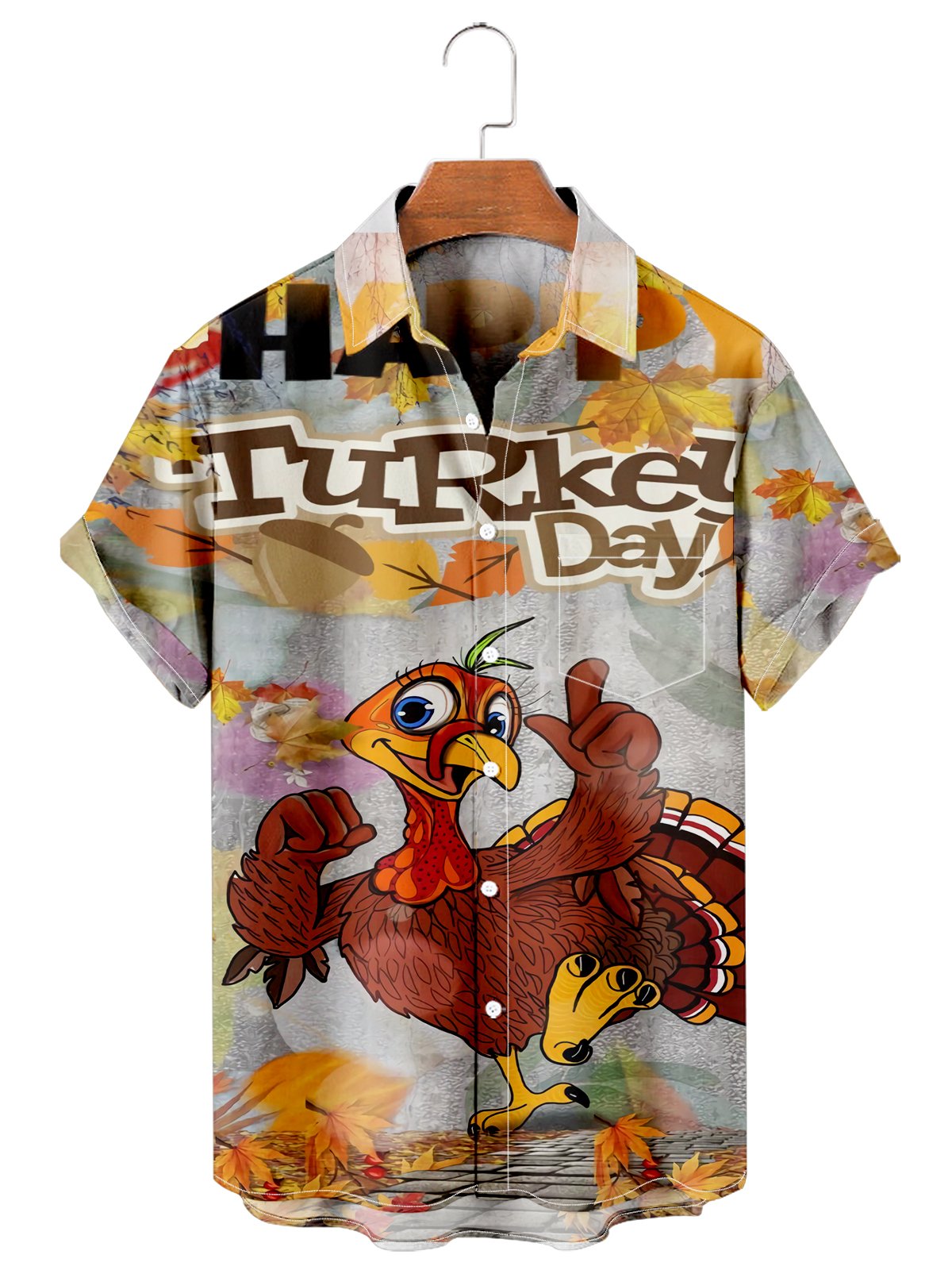 Turkey Day Chicken Men's Short Sleeve Hawaiian Shirt