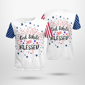 Veterans Red White & Blessed Flag 3D T-shirt