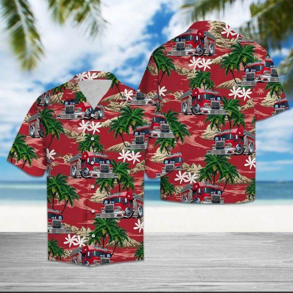 Firefighter Car Palm Island Hawaiian Shirt For Men & Women