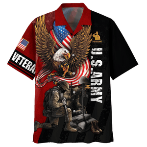 Wingspan Eagle And 2 Soldiers Us Army Veteran Hawaiian Shirt