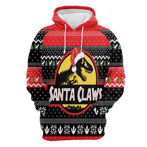 T-Rex Santa Claws Hoodie For Men And Women