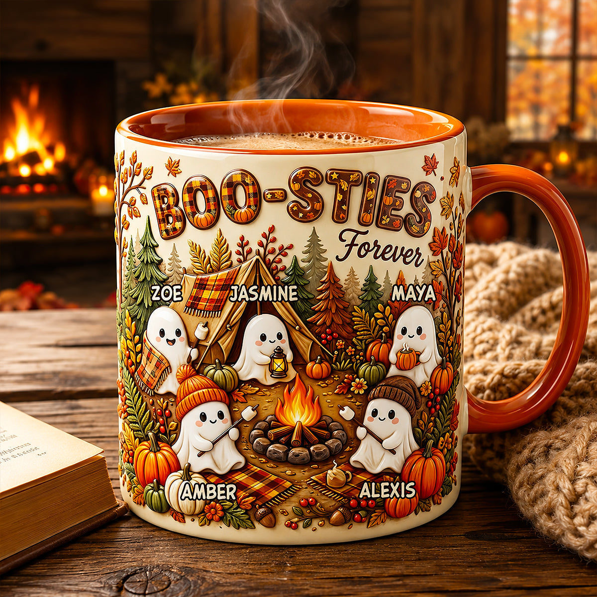 Boo Sties Forever Fall Camping Gift For Besties - Personalized Accent Mug HN02