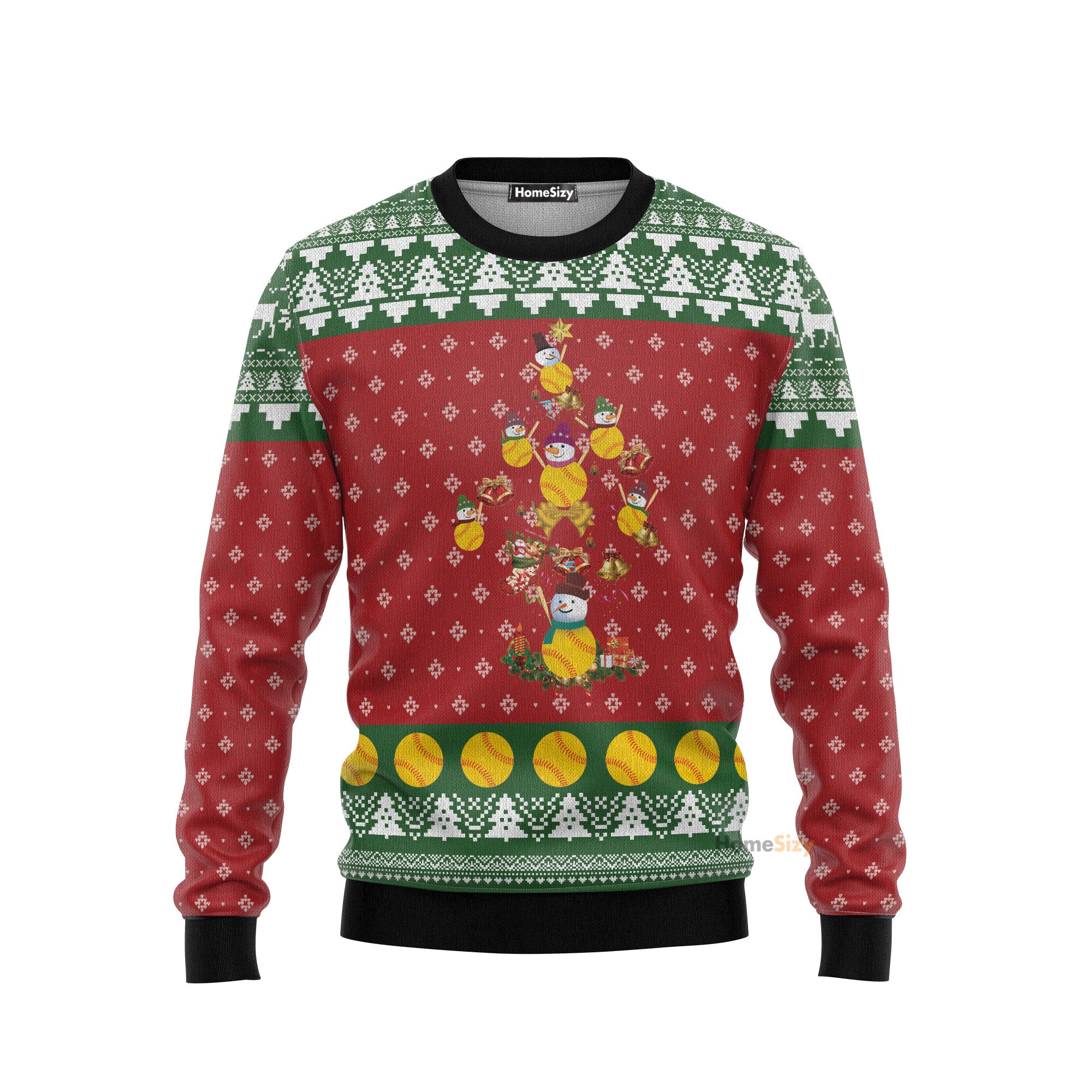 Softball Christmas Tree Ugly Christmas Sweater