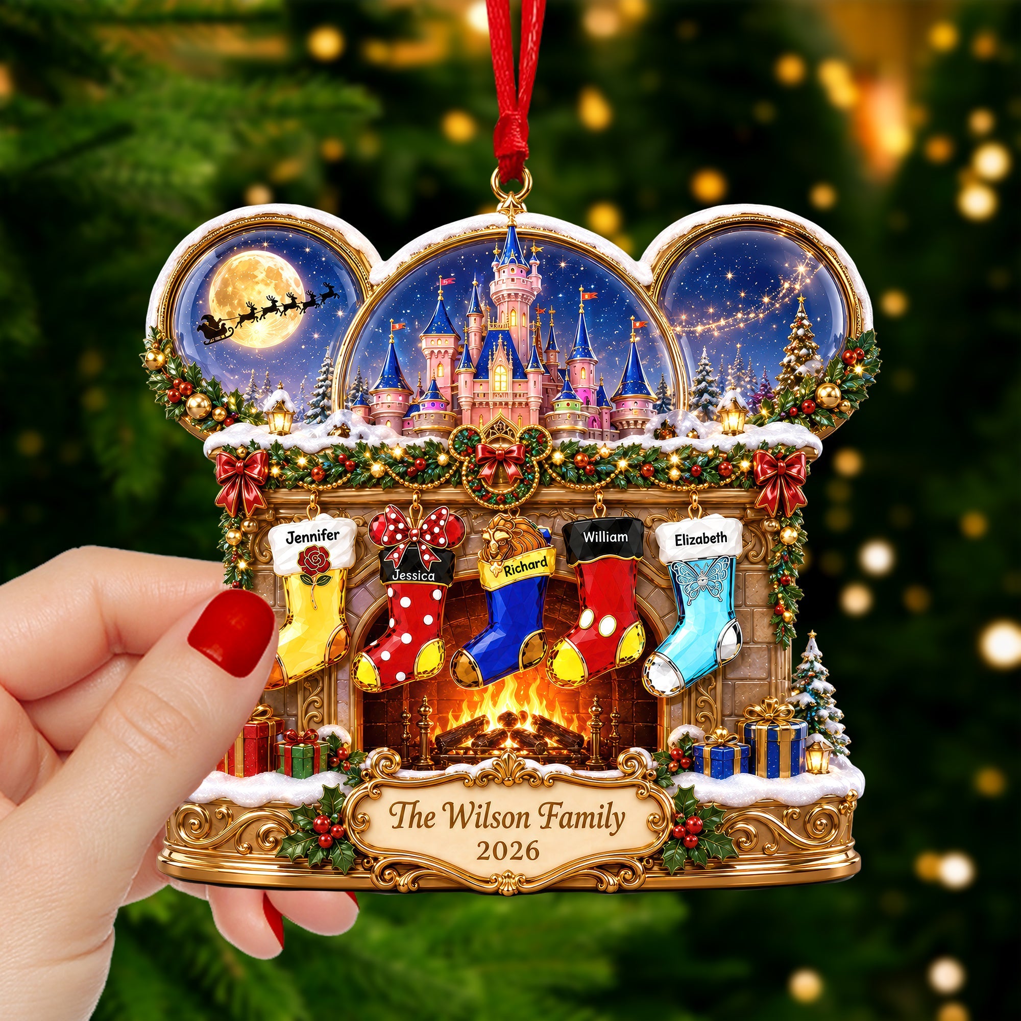 DSNY  Magic Mouse Family Christmas Stockings Christmas Gift For Family - Personalized Acrylic Ornament LA02