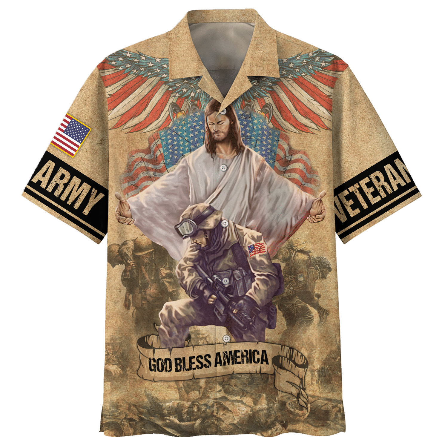 Army God Bless America Hawaiian Shirt