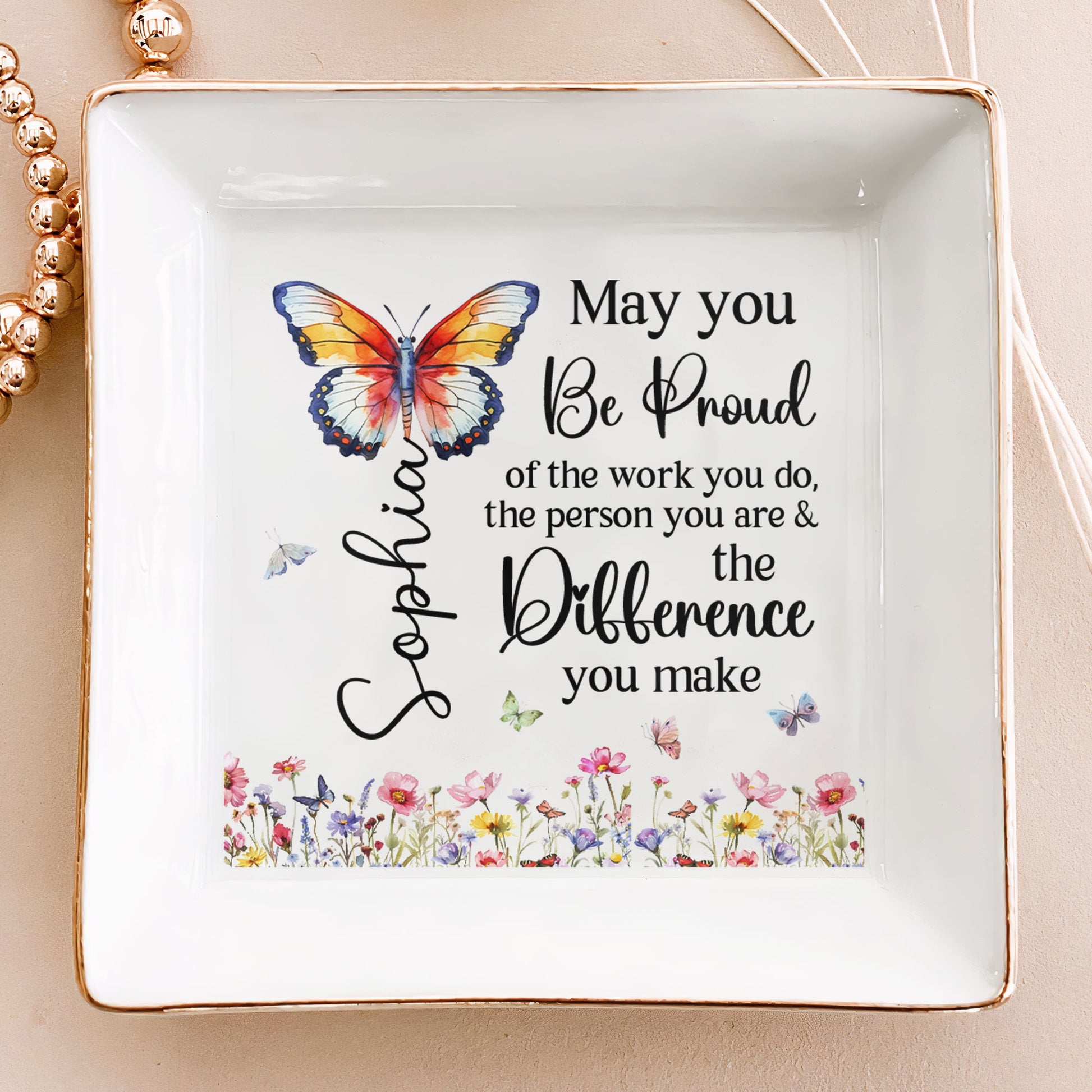 Never Forget The Difference That You Make   - Personalized Jewelry Dish - Gift For Mom, Wife, Besties, Friends, Sisters, For Me Gift NA94