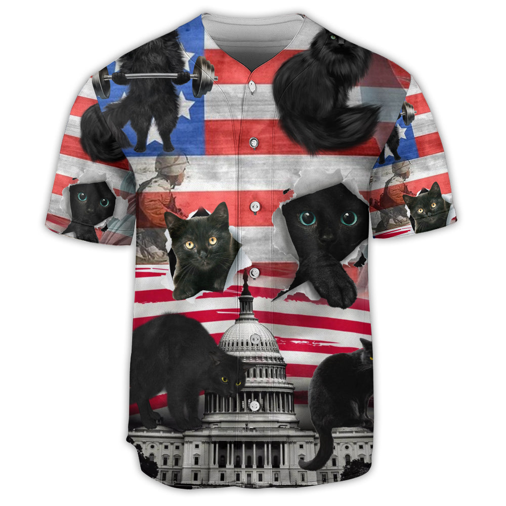 Black Cat Independence Day America - Baseball Jersey