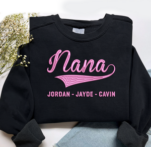 Personalized Grandma Nana With Grandkids - Embroidered Sweatshirt, Hoodie, Tshirt - Best Gift for Grandma