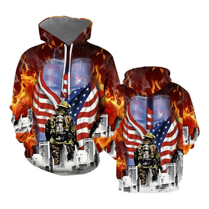 Firefighter America Flag All Over Print Hoodie For Men & Women