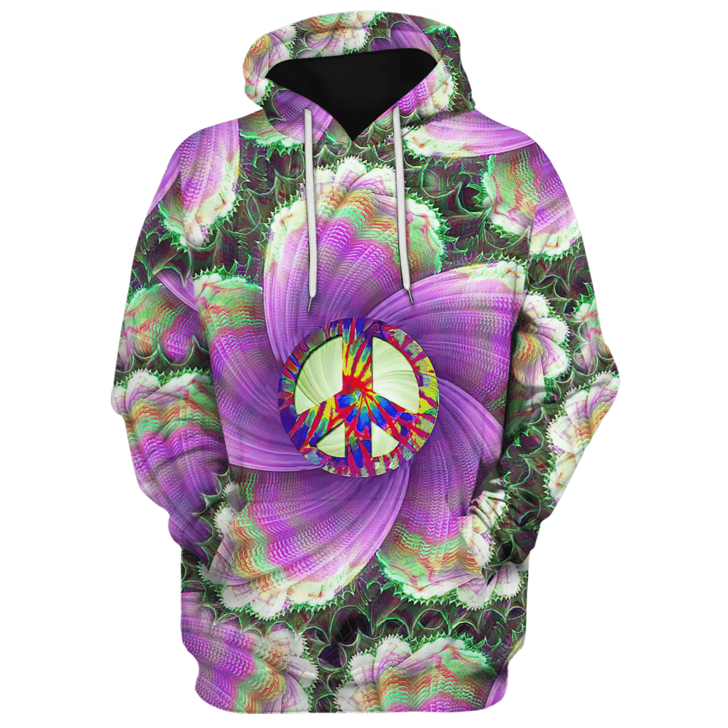 Hippie Purple Flower Sign Of Peace - Hoodie For Men, Women