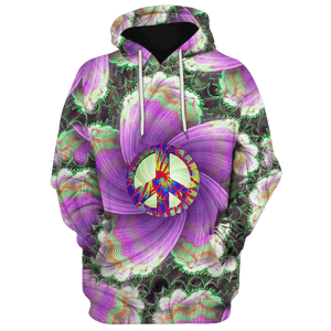 Hippie Purple Flower Sign Of Peace - Hoodie For Men, Women