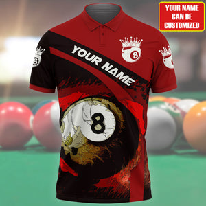 Personalized Name King of Billiard Polo Shirt