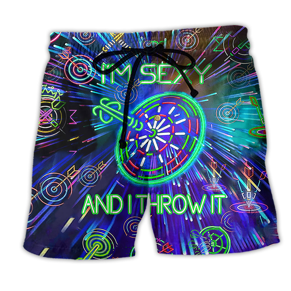 Darts And Beers Thats Why I'm Here Funny Style - Beach Short
