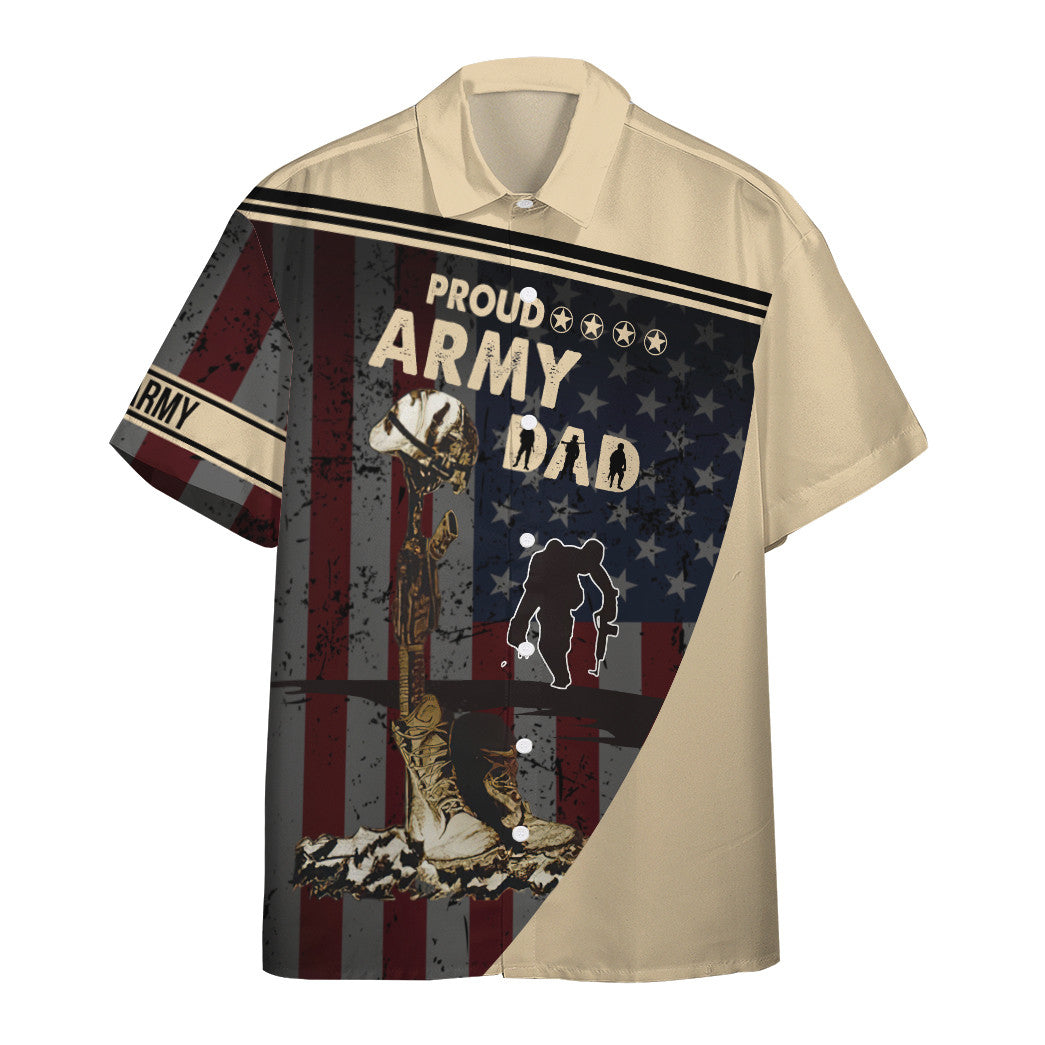 Proud Army Dad Veteran Fathers Day Custom Hawaiian Shirt