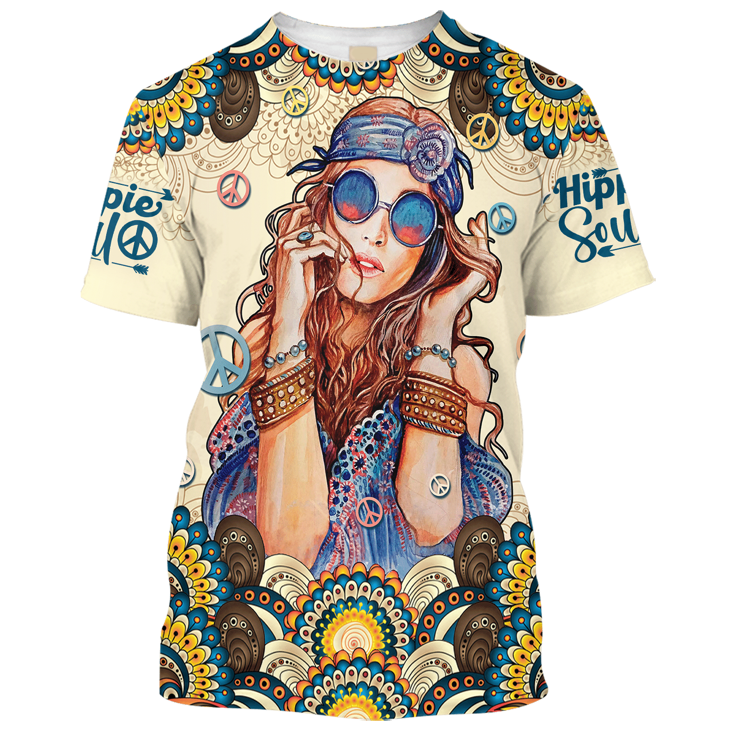 Hippie Soul Beautiful Girl Wearing Glasses - T-Shirt