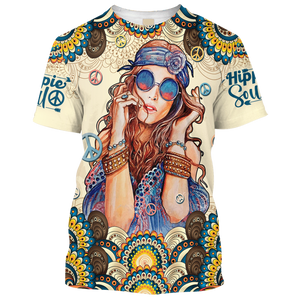 Hippie Soul Beautiful Girl Wearing Glasses - T-Shirt