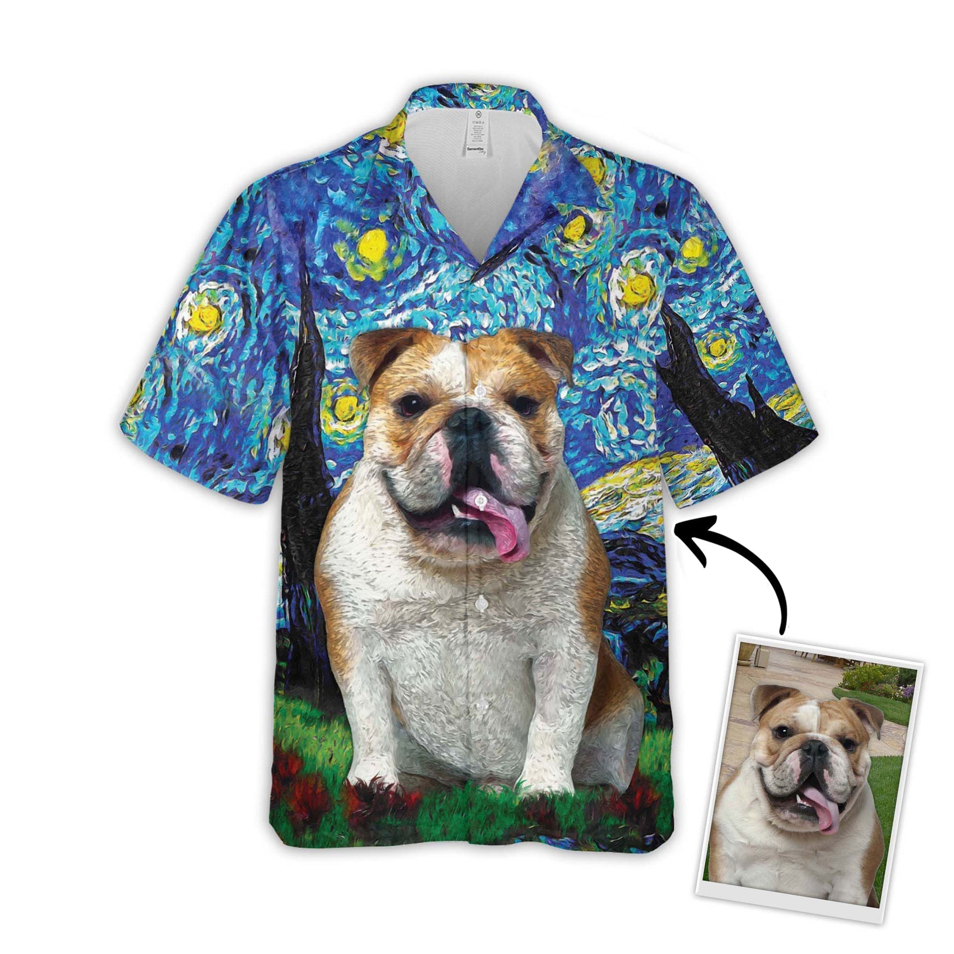 Personalized Gift For Pet Lovers  Starry Night Pattern Blue Color Hawaiian Shirt