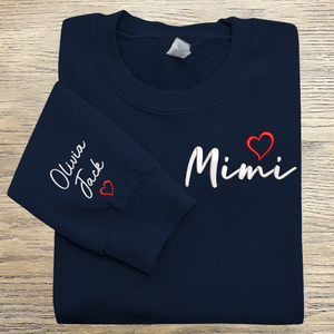 Custom Mimi And Grandkids - Embroidered Sweatshirt, Hoodie, Tshirt - Best Gift for Grandma