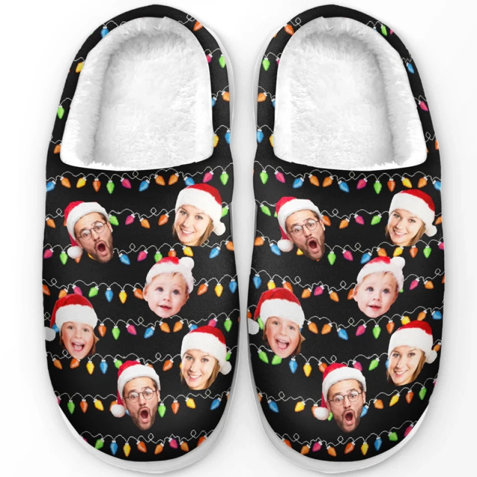 Custom Photo My Favorite Color Is Christmas Lights - Personalized Slippers - Christmas Gift For Family Members NA94