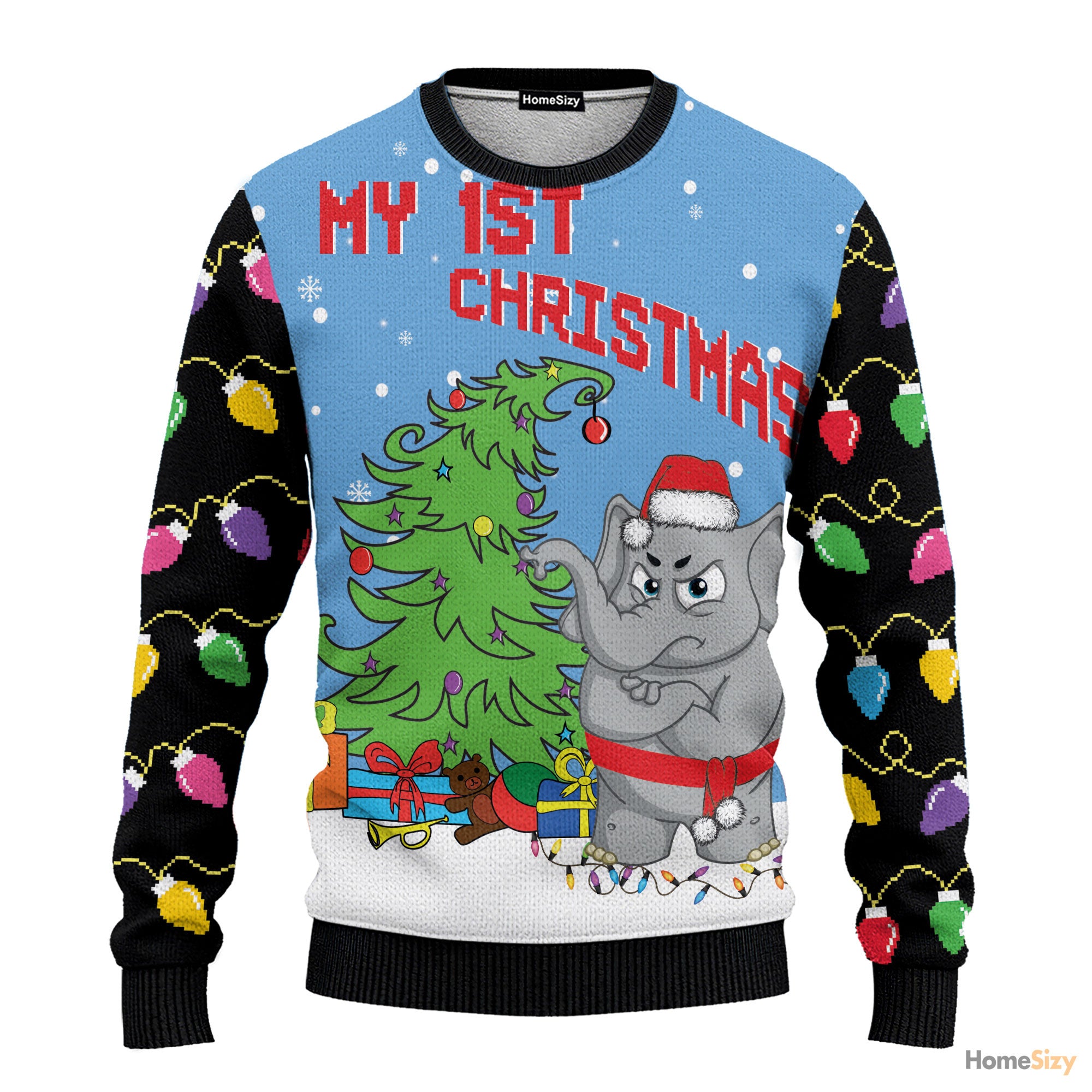 Printed 1st Elephant Ugly Sweater - Best Gift For Christmas