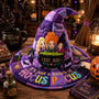 Three Witch Sisters Cauldron Halloween Costume, Purple Spooky Party - Personalized Quilted Witch Hat LA02