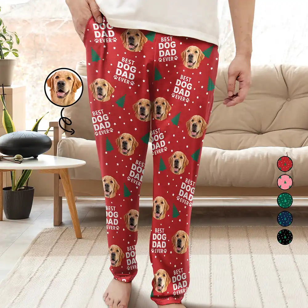 Custom Photo Best Pet Dad Mom Ever Christmas Tree - Gift For Pet Lovers - Personalized Pajama Pants NA94