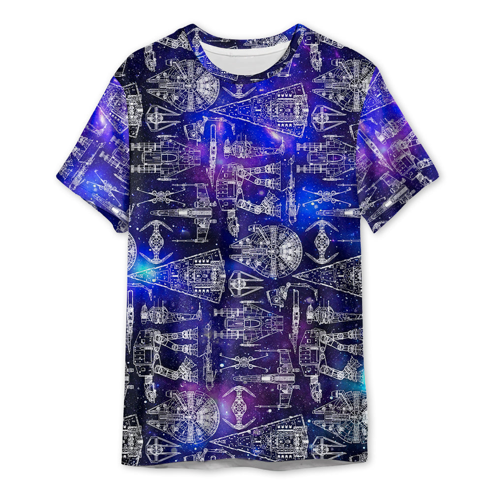 Star Wars Spaceship In Galaxy- 3D T-shirt