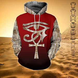 White Mix Red Ancient Egypt Symbol Hoodie For Men & Women