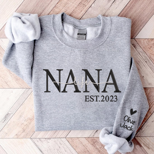 Custom Grandma Life Est - Embroidered Sweatshirt, Hoodie, Tshirt - Best Gift for Grandma