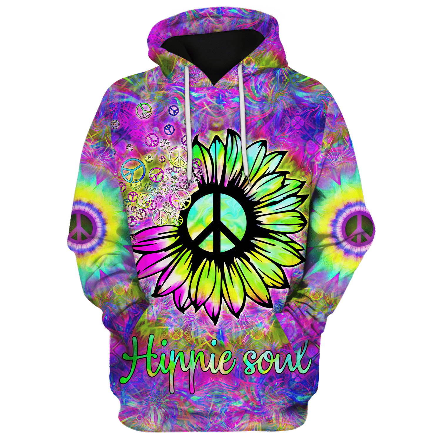 Hippie Sunflower Pattern Colorful - Hoodie For Men, Women