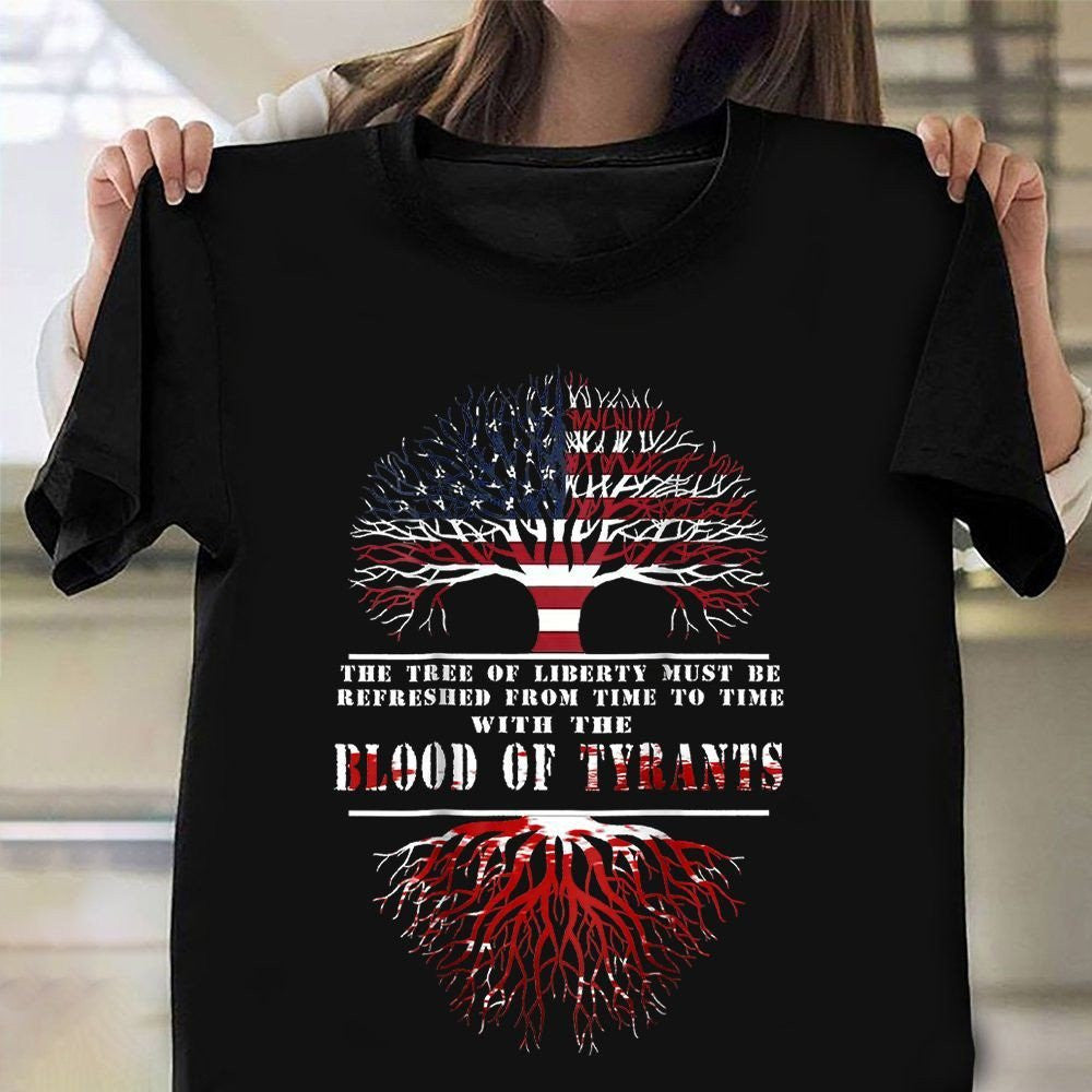 Blood Of Tyrants T-Shirt American Flag Tree 2nd Amendment Shirts Veterans Day Gifts 2023