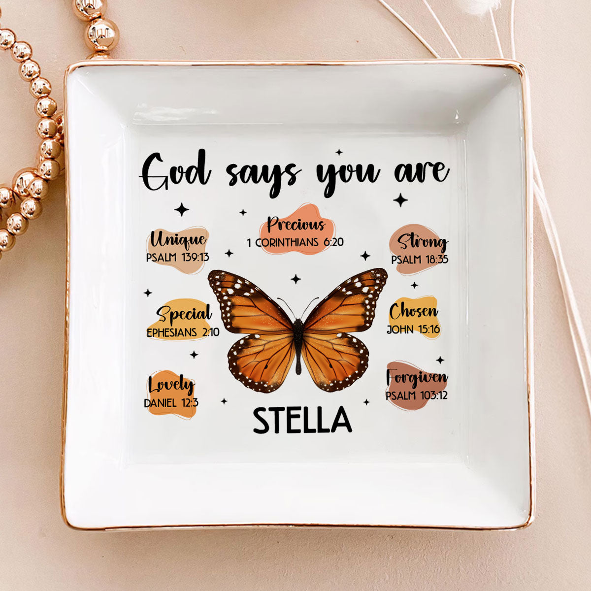 God Says I Am Butterfly - Personalized Jewelry Dish - Gift For Besties, Friends, Sisters, For Me Gift - NA94