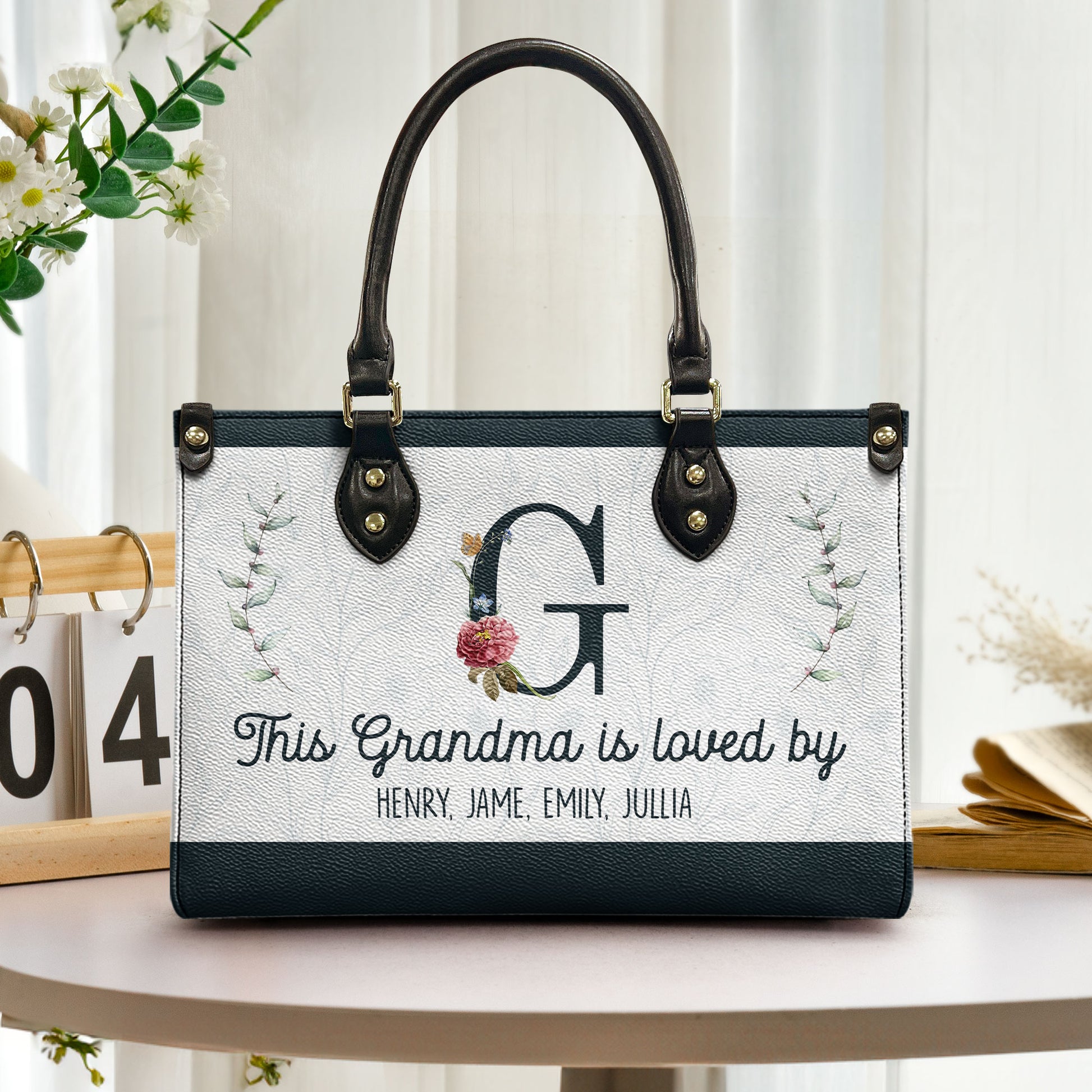 This Grandma Is Loved By - Personalized Leather Bag - Loving Gift For Mother, Grandma, Grandmother, Mother's Day | NA94